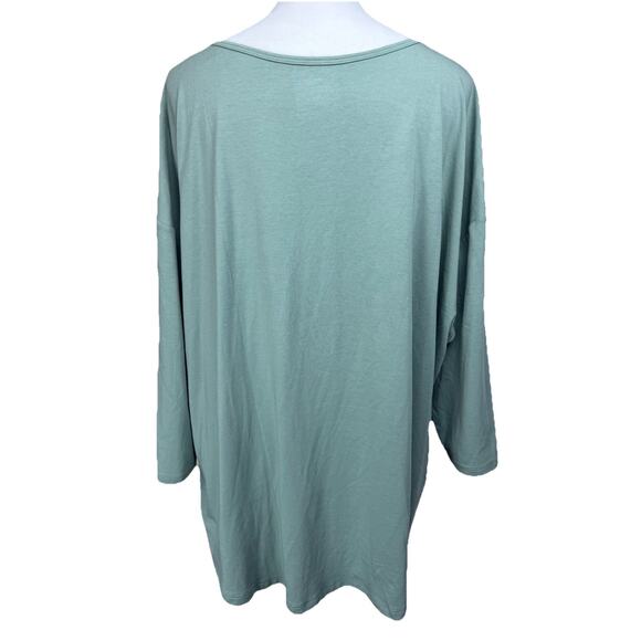 Lands' End Women's Pullover Top Plus size 3X 24W-26W 3/4 Sleeves Green Boxy - Picture 5 of 11
